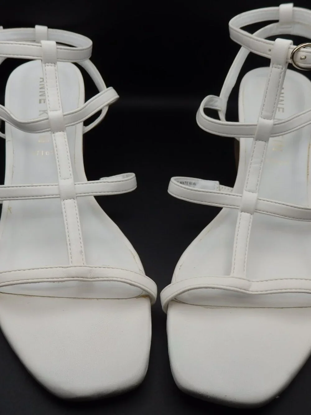 Anne Klein iflex Mercy White Double-Adjustable Strap Sandals